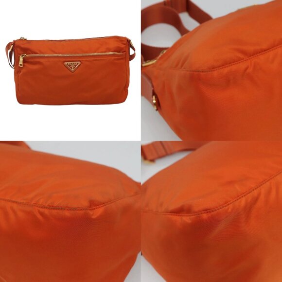 PRADA Shoulder Bag Nylon Orange Gold Auth 113766V - Picture 14 of 15
